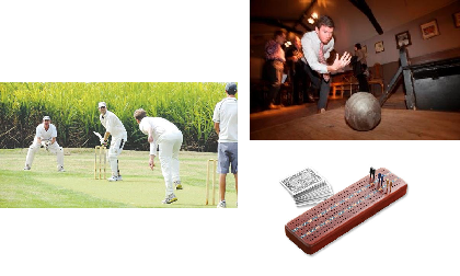 Des jeux bien British : Cricket, skittles and cribbage